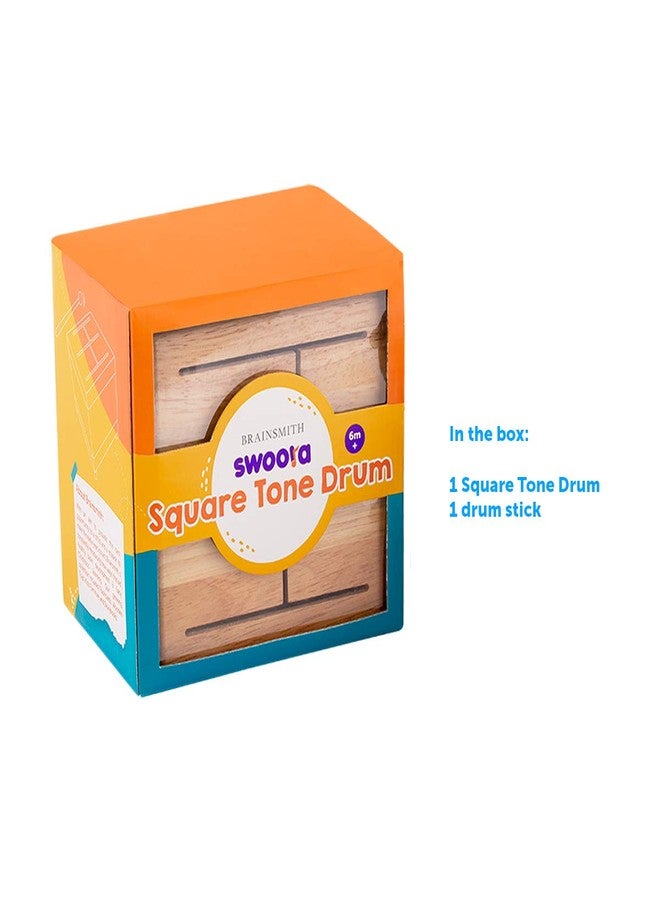 Brainsmith Swoora Wooden Square Tone Drum with Mallet, Child-Safe - Percussion Musical Instrument for Toddlers and Kids (1-6 Years), Multiple Sounds - Image 4